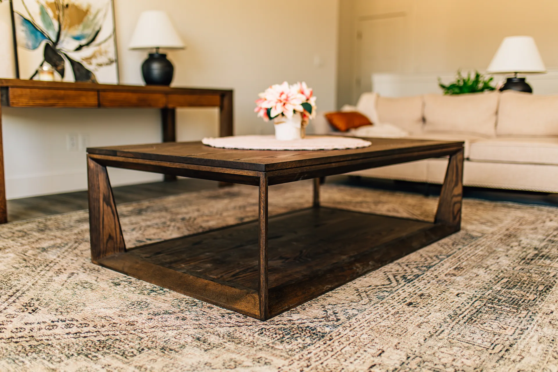 Modern Stained Oak Coffee Table